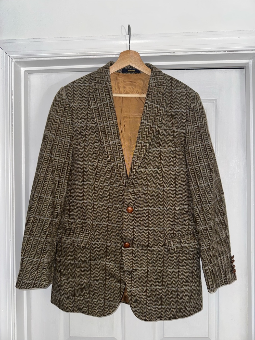 Barbour Brown Herringbone Wool Blazer US M.  EU 52 Sport Coat Jacket